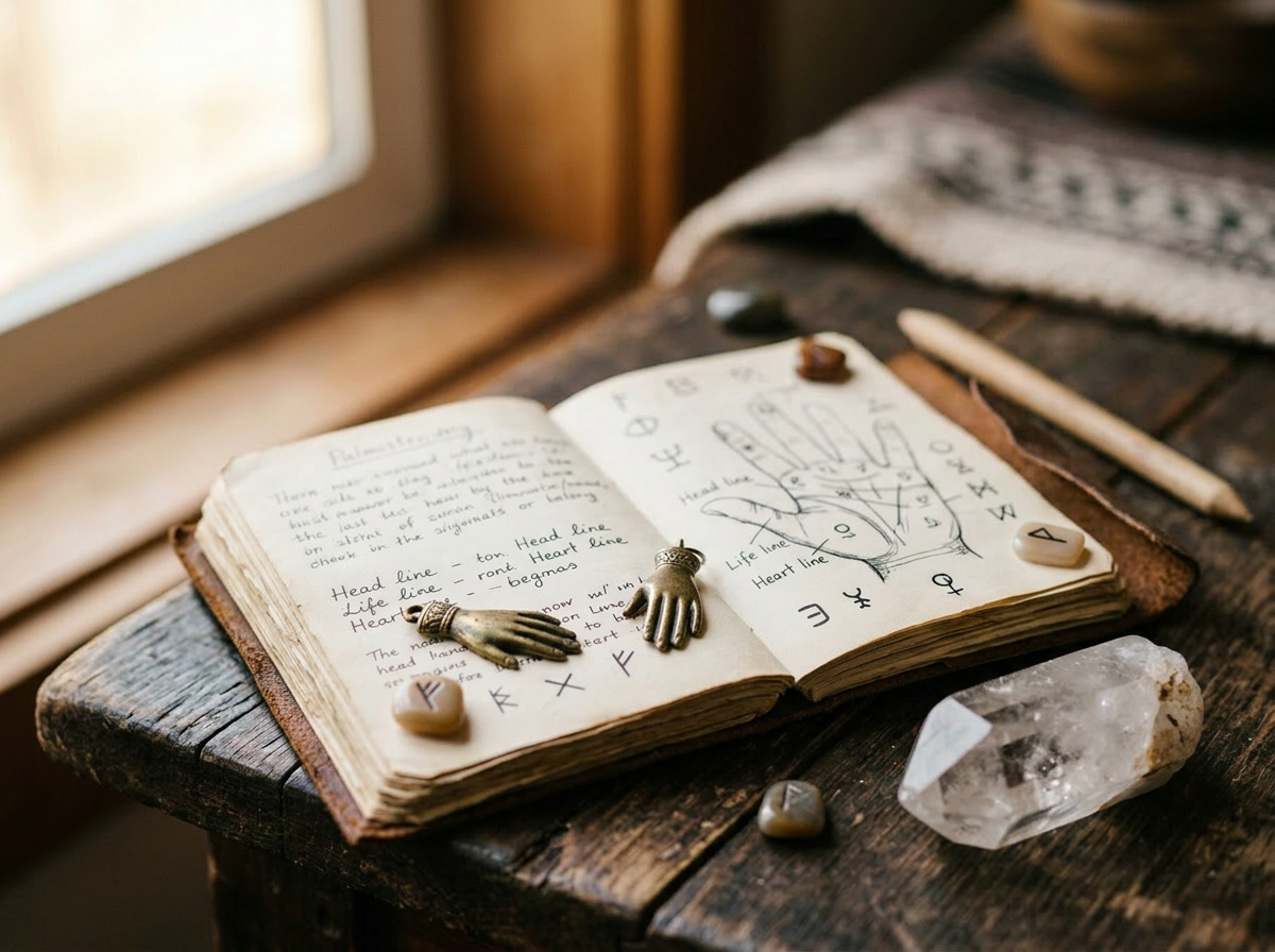 Palmistry reading with rings and crystal bracelets